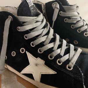 GOLDEN GOOSE Blue Suede Francy hi top sneakers